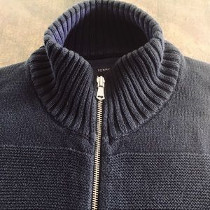Men’s Tommy Hilfiger SZ LG BLK Zip Front Sweater Ribbed